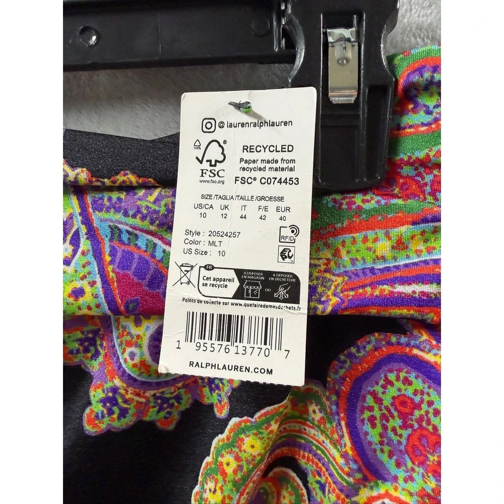 Lauren Ralph Lauren Womens Paisley-Print High-Waist Bikini Bottoms Sz 10 $80 NWT